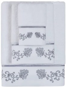 Prosop mic DIARA 30 x 50 cm Alb – Broderie gri
