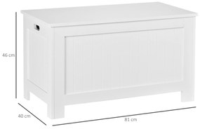 HOMCOM Banca de Depozitare Multifunctionala din Lemn MDF, 2 Manere si Deschidere cu Blocare de Siguranta, 81x40x46cm, Alb