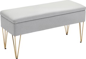 HOMCOM Bancă cu Depozitare din Material Textil și Picioare din Oțel, 100x40x49 cm, Gri Deschis | Aosom Romania