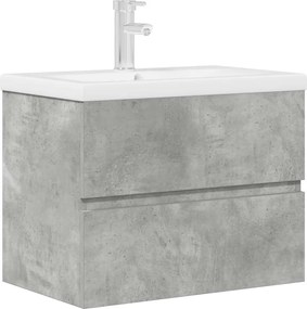 vidaXL Set mobilier de baie, 2 piese, gri beton, lemn compozit