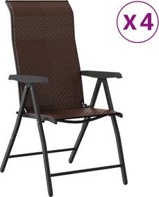 vidaXL Scaune Rabatabile De Gradina 4 buc., maro, poliratan