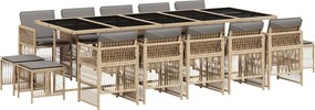vidaXL Set mobilier grădină cu perne, 15 piese, bej combinat poliratan