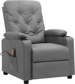 vidaXL Fotoliu de masaj, gri, piele ecologică