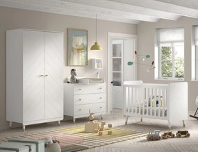 Set Mobilier Complet pentru Bebeluși, 4 Piese, Alb Satinat (Pin Masiv și MDF) – Billy – Vipack