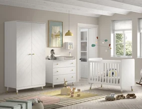 Set Mobilier Complet pentru Bebeluși, 4 Piese, Alb Satinat (Pin Masiv și MDF) – Billy – Vipack