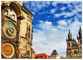 Tablou pe sticlă - Ceasul astronomic din Praga (70x50 cm)