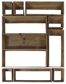Etajeră modulară din lemn de pin, set 9 piese, L87 x A11,5 x H120 cm