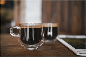 Set 2 căni din sticlă dublă Vialli Design, 250 ml