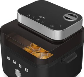 Friteuza cu aer cald Smeg Collezione AFC01BLMAU, 1450 W, 7,3 l, 40-200°C, 7 programe, Мod dublu, Цomandă tactilа, Timer, LED, negru