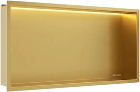 Raft incastrat dreptunghiular Balneo Wall-Box One LED cu rama 60x30x10 cm auriu lucios