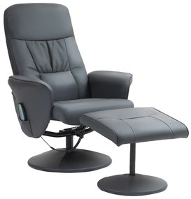 HOMCOM Fotoliu de masaj cu scaun, Scaun ergonomic cu 10 puncte de vibrații, Piele artificială, 76 x 81 x 105 cm, Gri închis | Aosom Romania