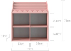 Biblioteca pentru copii BOOK NOOK SUNSET 71x76 cm, roz