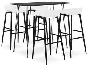 3057382 vidaXL Set mobilier de bar, 5 piese, negru și alb