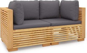 vidaXL Canapele de colț de grădină cu perne 2 buc. lemn masiv de tec
