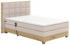 Pat electric reglabil, boxspring, bej/stejar artizanal, 120x200, TIANA