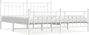 vidaXL Cadru de pat metalic cu tăblie de cap/picioare, alb, 193x203 cm