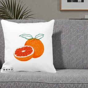 Perna Decorativa Grepfrut Citrus, 40x40 cm, Alba Mata, Husa Detasabila, Perna Inclusa, BEKZ®