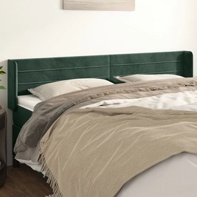 vidaXL Tăblie de pat cu aripioare verde închis 163x16x78/88 cm catifea
