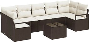 vidaXL Set de canapea 8 pcs Maro și Crem poliratan