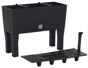 vidaXL Strat de grădină înălțat antracit 60x25x46 cm ratan PP