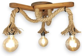 Plafoniera rustica fabricata manual din lemn ANCONA 3L
