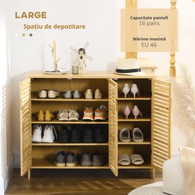 HOMCOM Suport pentru Încălțăminte, Dulap Mobil cu 8 Rafturi, Comodă pentru Încălțăminte, 100x35x80 cm, Lemn Natural | Aosom Romania