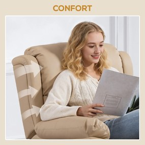 HOMCOM Fotoliu de Ralaxare cu 8 puncte de masaj și Încălzire, Fotoliu Reclinabil cu Suport pentru Picioare, 97x92x104 cm, Bej | Aosom Romania
