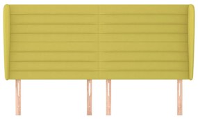Tablie de pat cu aripioare, verde, 203x23x118 128 cm, textil 1, Verde, 203 x 23 x 118 128 cm