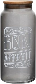Borcan cu capac 503HRN1188, transparent/maro, sticla/lemn, 1400 ml