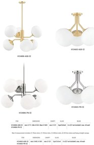 Candelabru, lustra suspendata, design modern ESTEE, nichel lucios