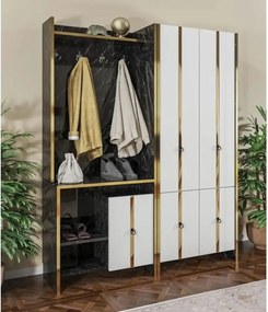 Cuier hol cu pantofar alb -auriu-negru, Homs 181 x 35 x 138 cm,31006