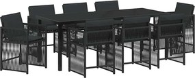 vidaXL Set de masă pentru grădină 9 pcs Negru poliratan
