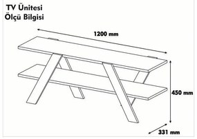 Comodă TV albă/cu aspect de lemn de nuc 120x33 cm Basic – Kalune Design