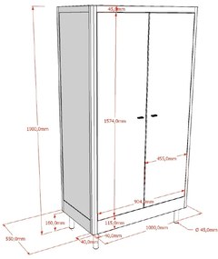 Set Mobilier Camera Copii Forrest Beech, Pat 90x200 cm, Dulap cu 2 Uși și Noptieră, din Lemn Masiv de Fag, Alb – Vipack