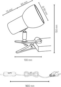 Spot-Light - Lampă cu clemă SVENDA 1xE27/60W/230V stejar/negru