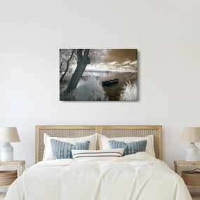 Tablou cu barca pe lac (90x60 cm)