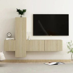 vidaXL Set de dulapuri TV, 3 piese, stejar sonoma, lemn prelucrat