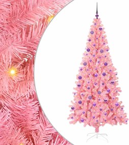 vidaXL Brad de Crăciun cu 300 LED cu suport Roz 210 cm PVC