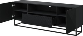Comodă TV cu sertar și cadru metalic Asha 167 cm - negru mat