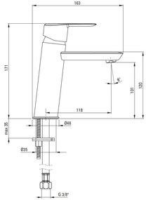 Baterie lavoar Deante Arnika gri 11.8cm