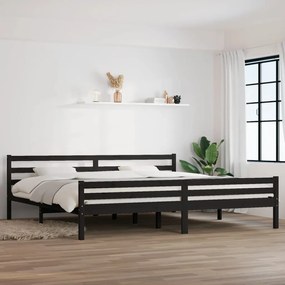 814838 vidaXL Cadru de pat Super King, negru, 180x200 cm, lemn masiv