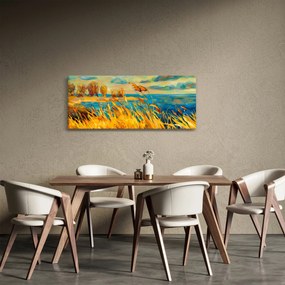 Tablou - Apus de soare peste lac, pictură acrilică (120x50 cm)