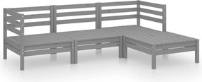 vidaXL Set mobilier de grădină, 4 piese, gri, lemn masiv de pin
