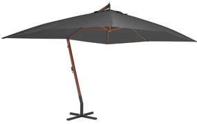 vidaXL Umbrelă în consolă cu stâlp din lemn, antracit, 400 x 300 cm