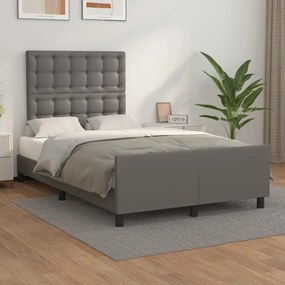 3125565 vidaXL Cadru de pat cu tăblie, gri, 120x200 cm, piele ecologică