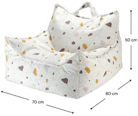 Fotoliu puf pentru copii alb cu tapițerie din țesătură bouclé/cu tapițerie din chenille Terrazzo Chair – Wigiwama