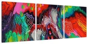 Tablou abstract - culori (cu ceas) (90x30 cm)