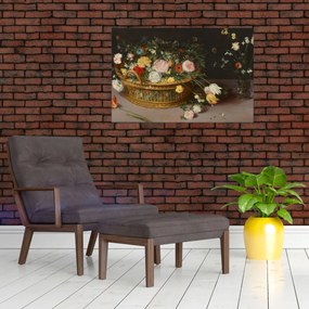 Tablou - Jan Brueghel the Elder, Flowers in a Basket and a Vase, reproducere (90x60 cm)