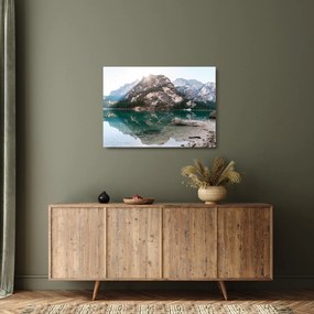 Tablou pe sticlă cu lac montan (70x50 cm)