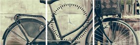 Tablou - Bicicleta de epocă cu flori (cu ceas) (90x30 cm)